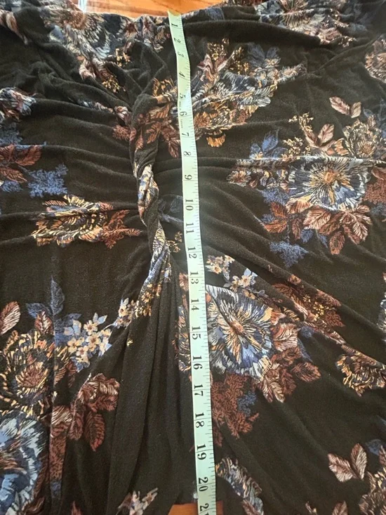 Maurices Black Long Sleeve Floral Knot-Front Midi Dress 2X - Picture 8 of 10